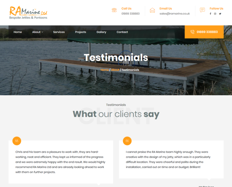 Testimonials page